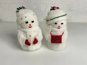Vintage Nonne Made Kitsch Weihnachten Baumwollwatte Handarbeit Herr Frau Schneemann Figuren 7" - Bild 1 von 6