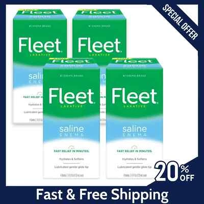 Fleet Laxante Salino Enema para Adultos Estreñimiento 4.5 fl oz Paquete de 4 Botellas, NUEVO Foto 1 de 4