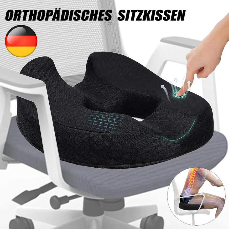 MARKENLOS Donut Sitzkissen,orthopädisch ergonomisch Memory Foam Sitzring für Stuhl Büro DE