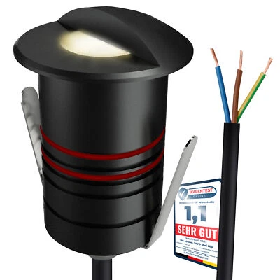 JAVO LED Bodenstrahler IP67 230V schwarz seitliches Licht warmweiß - Bild 1 von 4