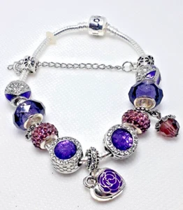 Bettelarmband versilbert multi lila CZ Bettelarmband Festzug Schmuck NEU - Bild 1 von 7
