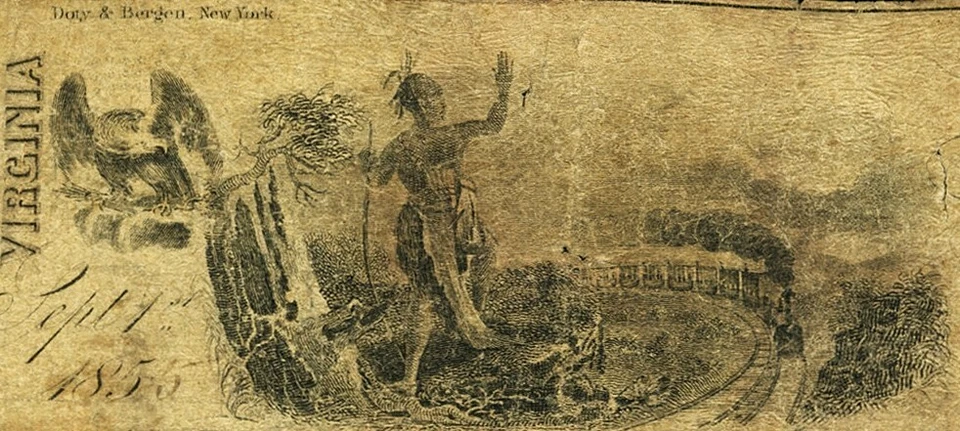 VA $5 LYNCHBURG Virginia The Merchants Bank Sept. 14, 1855 PMG VG10 VA-124 A10a - Image 1 of 4