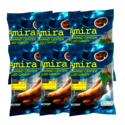 Candy Tamarind center filled Amira makam sour sweet hard bag 120g. x6 - Image 1 of 4