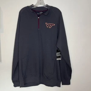 Maglione Virginia Tech VT Hookies 1/4 Zip Uomo XL Grigio Felpa Colosseo NUOVO - Foto 1 di 6