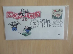 Bolsas de centavo Monopoly de Parker Brothers y sobre de edición de estampillas del primer día 9/10/98 - Imagen 1 de 2