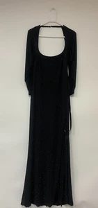 Maxi Vestido Club L London Broadway Negro Adornado Cola de Pescado Manga Dividida 14 - Imagen 1 de 15