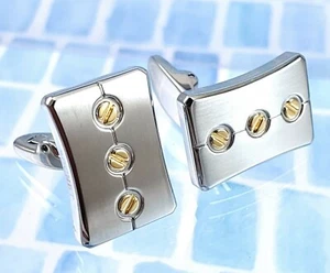Rochet by Roma Stainless Steel Two-tone Cufflinks. M040387 - Picture 1 of 12