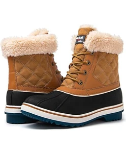 Globalwin Ankle Snow Boots Women's 11m Camel Faux Fur Lace Up Round Toe Outdoor - Picture 1 of 10