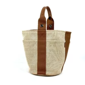 HERMES Sakso PM Bag Bucket type Baketsu Hand Bag Canvas Brown - Bild 1 von 16
