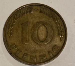 Seltene deutsche 1950 G 10 Pfenning nicht zertifiziert - Bild 1 von 2