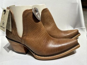 Ariat Dixon Studded Snip Toe Cowboy Booties Womens Brown Lizard Print US SIZE 8 - Picture 1 of 10