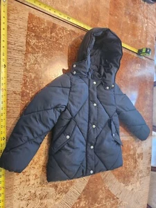 Zara Long Sleeve Zip Up Hooded Quilted Puffer Jacket Black, Kids 10 #S59 - Picture 1 of 3