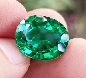 11.54 Ct Natural GIE Certified Green Emerald Loose Gemstone Switzerland Oval Cut - Picture 1 of 7