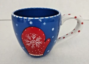 Demdaco Red Mitten Tazza Caffè Inverno Neve Hit's The Spot Natale Pois - Foto 1 di 7