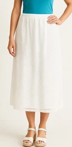 Vintage Ruby RD White Crochet Eyelet Lace Pull On Midi Skirt Size 6 Cottagecore - Picture 1 of 7