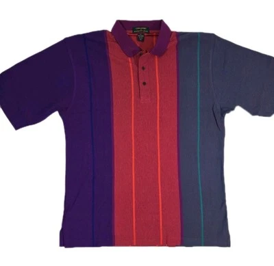 Vintage 90s COLOURS ALEXANDER JULIAN Colorblock Striped Polo Golf Shirt Men's XL - Image 1 of 4