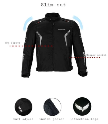 Chaqueta de Protección Premium Hombre Textil Negra Motocicleta Corredor CE Armadura Foto 1 de 4