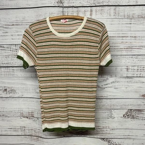 Vintage Striped Short Sleeve Knit Top Small - Picture 1 of 4