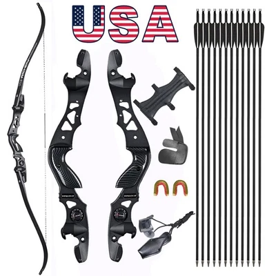 Archery 62" ILF Bow RH 25-60lbs Takedown Recurve Bow Hunting Target  Arrows - Image 1 of 4