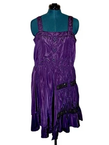 Pretty Angel Purple Corset Lace-Up Beaded WhimsyGoth Dress Indie Sleeze L - Picture 1 of 8