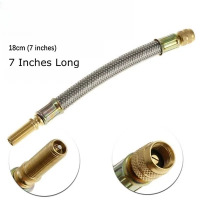 Stainless Braided Flexible Hose Car Tire Valve Inflatable Copper Joint Adapter - Image 1 of 4