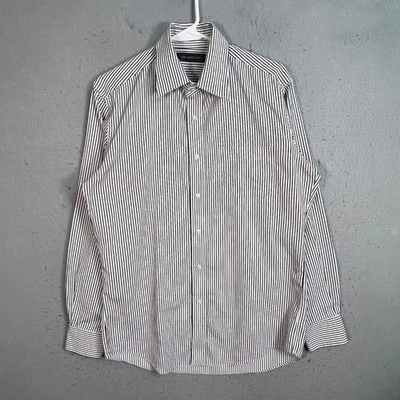 Uniqlo Fine Cloth Shirt Mens Small  Black & White Striped Cotton Button Shirt - Image 1 of 4