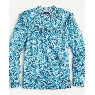 Top para mujer J.Crew Liberty Elysian Day floral con volantes cuello - talla pequeña Foto 1 de 4