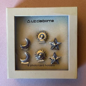 Liz Claiborne Personal Sun Moon Stars Place Settings Holders W/ Cards Box Of 6 - Picture 1 of 7