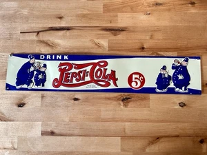 VTG Drink Pepsi Cola Embossed Advertising Sign PESPI & PETE Police Tin Sign 1940 - Picture 1 of 24