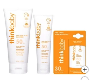Thinkbaby Lozione Solare SPF 50, 6 fl oz Duo e Stick SPF 30, 0,64 Sigillato - Foto 1 di 1