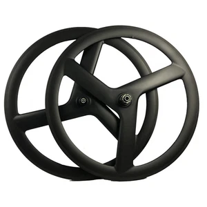 700c Carbon 3 Spokes Wheels Disc Brake 6 Bolt Road Cyclocross Bicycle Wheelset - Picture 1 of 16