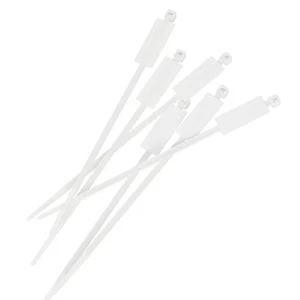 100x Kabelbinder mit Textschild 27x12mm 200 x 4,8mm Weiß Natur 22kg PA6.6 Polyam - Picture 1 of 4