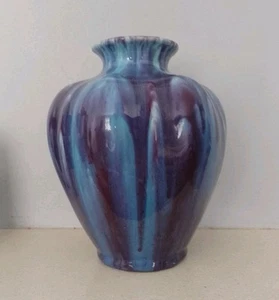 Schöne Kunsthandwerk Tropfglasur gelappt Kunstkeramik Vase - Bild 1 von 13