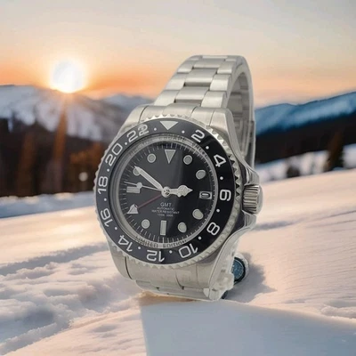 Reloj Hombre Personalizado 43mm Negro Buzos NH34 Seiko TMI Automático Movt 100m GMT  Foto 1 de 4