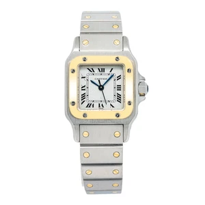 Cartier Santos Carree 18K Two Tone Yellow Gold White Dial Auto Lady's Watch 24mm - Picture 1 of 6
