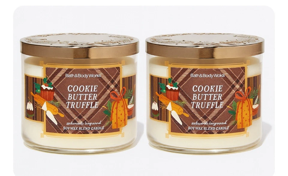 Lote de 2 - 2025 TRUFA MANTEQUILLA GALLETA ~ 3 VELAS MECHA Baño Cuerpo Trabajo ~ ENVÍO GRATIS NUEVO Foto 1 de 1