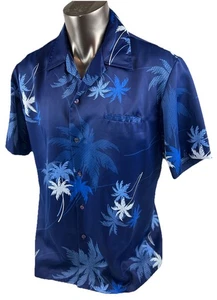 Mark Raysten Hawaii Herren Camp Hemd Gr. XL Blau Aloha Blumen Kurzarm Vintage - Bild 1 von 19