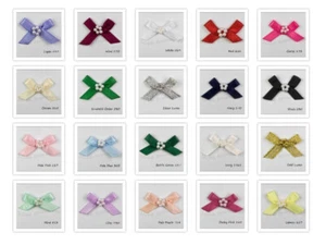7mm Satin Ribbon Bows With Pearl Bead Cluster - Picture 1 of 43