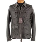 Gimo's Nwt Leather Jacket Size L In Dark Brown Distressed Leather
