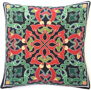 Kissen Suzani Embroidered Optik Blau Rot Grün Cushion Pillow Almohad a - Bild 1 von 5