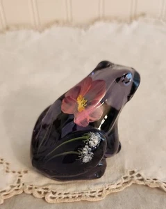FENTON HAND PAINTED LILA THE PURPLE FROG FIGURINE FOR LENOX   W/BOX - Picture 1 of 13