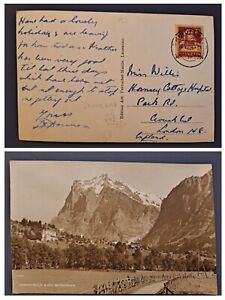 Switzerland 1924 Grindelwald To Crouch End London GB RP Vintage Postcard B2