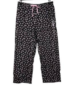 Alfani Women's Black Pale Pink Floral Print Flannel Pajama Pants Size Medium - Picture 1 of 7