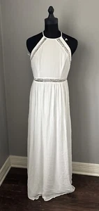 Bisou Bisou Maxi Dress Womens Size 10 White~ Lined ~NEW - Picture 1 of 12