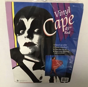 Vintage VAMPIRE ~ Devil Halloween Costume Cape Vinyl Red 45" New - Picture 1 of 3