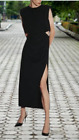 Zara Black Midi Dress Cut Out With Shoulder Pads Sz M