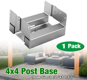 1PACK 4x4 Concrete Deck Post Anchor Base Adjustable Metal Post Bracket Post Base - Picture 1 of 15