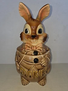 Vintage Easter Royal Sealy 1950s Big eyed Bunny Rabbit Cookie Jar Japan made - Picture 1 of 11