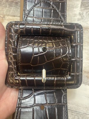 Metro 7 Corset Belt Women Small/Medium Brown Faux Leather Croc Embossed Buckle - Image 1 of 4