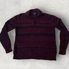 Banana Republic Lambswool Cashmere Sweater Men Size XL Red Black Stripes 1/4 Zip